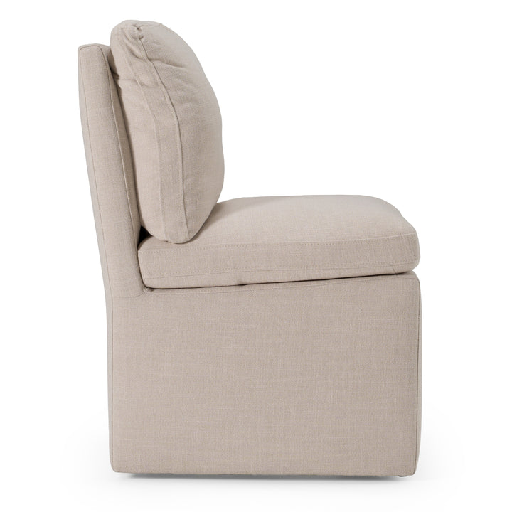 Adrian - Modern Beige Fabric Dining Chair w/ Castor Wheels