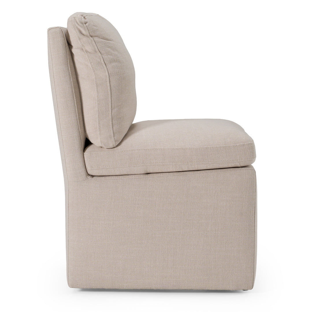 Adrian - Modern Beige Fabric Dining Chair w/ Castor Wheels