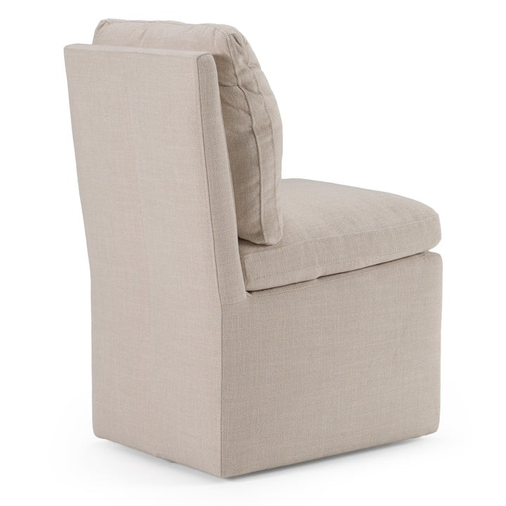 Adrian - Modern Beige Fabric Dining Chair w/ Castor Wheels
