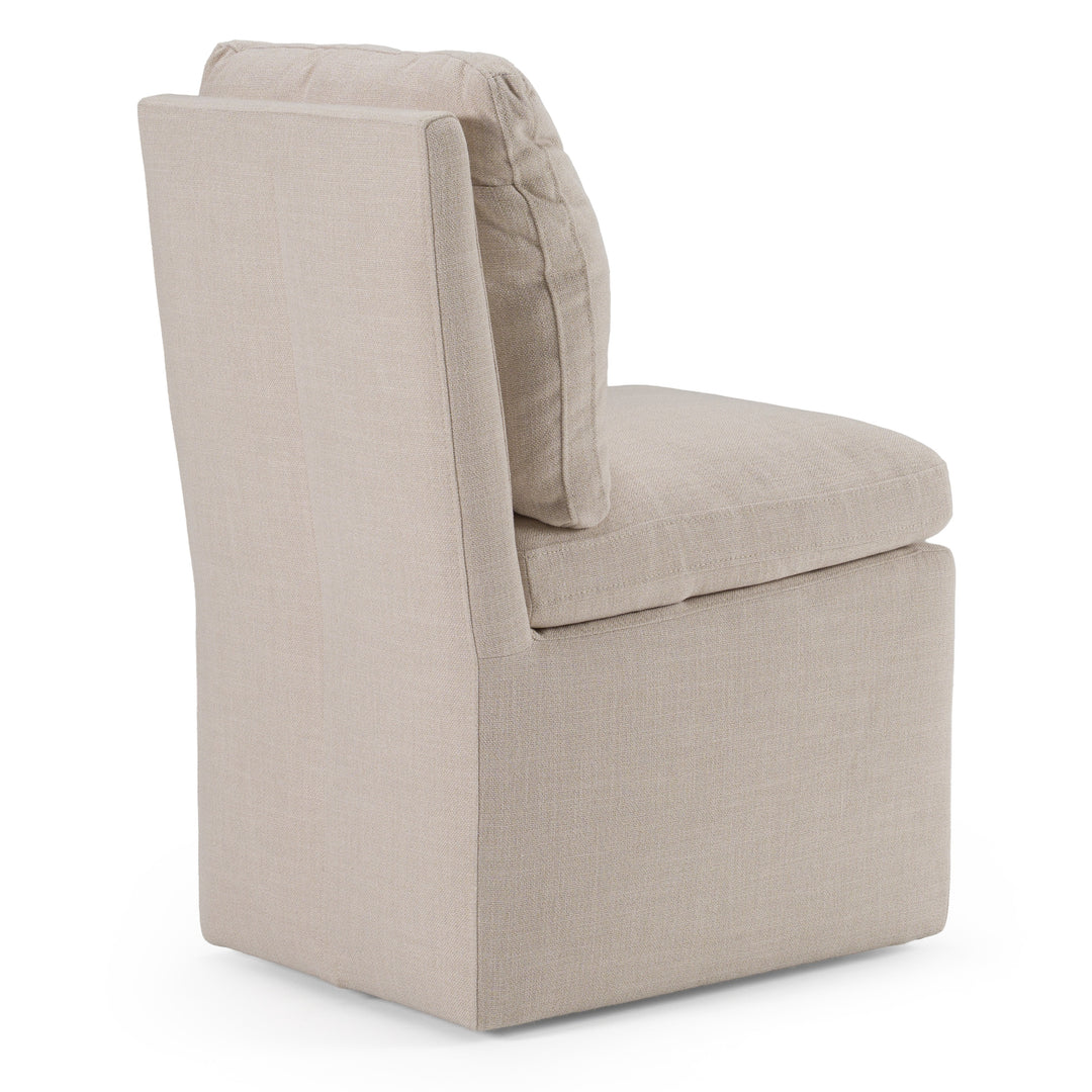 Adrian - Modern Beige Fabric Dining Chair w/ Castor Wheels