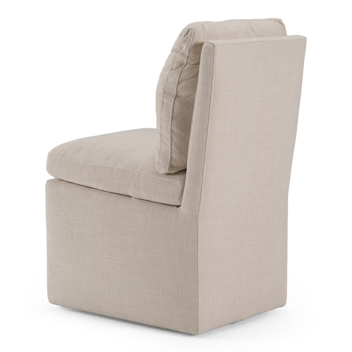Adrian - Modern Beige Fabric Dining Chair w/ Castor Wheels