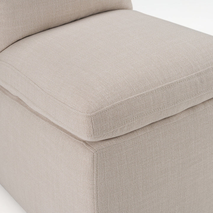 Adrian - Modern Beige Fabric Dining Chair with Castor Wheels