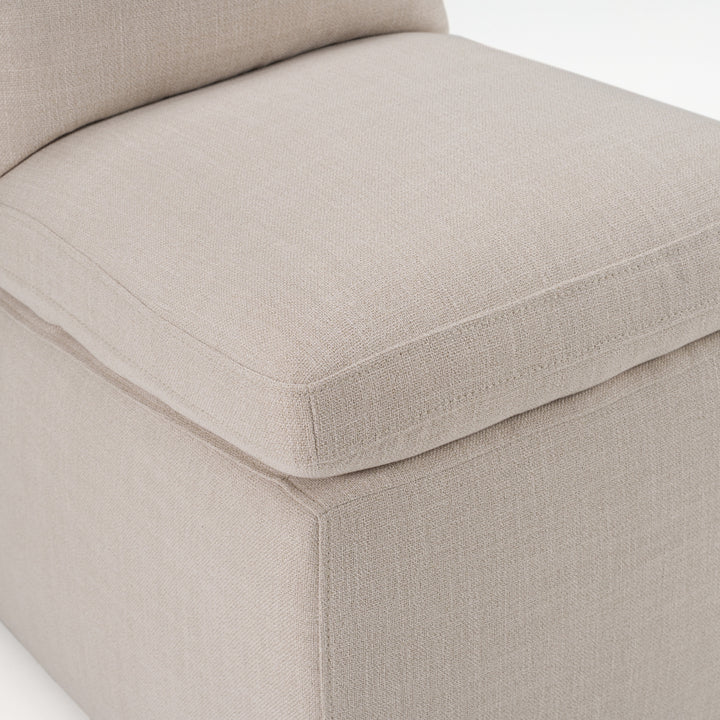 Adrian - Modern Beige Fabric Dining Chair w/ Castor Wheels