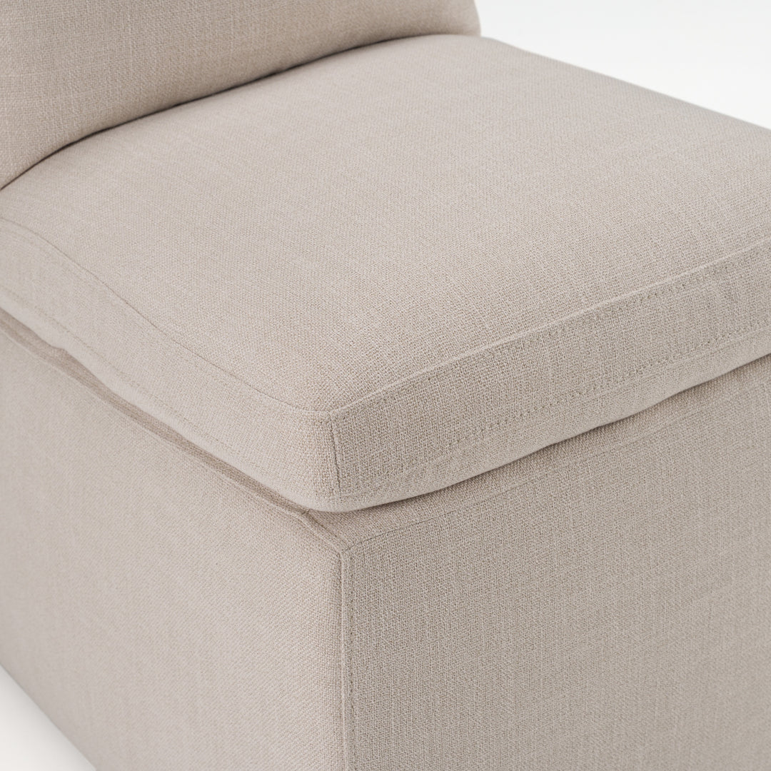 Adrian - Modern Beige Fabric Dining Chair w/ Castor Wheels