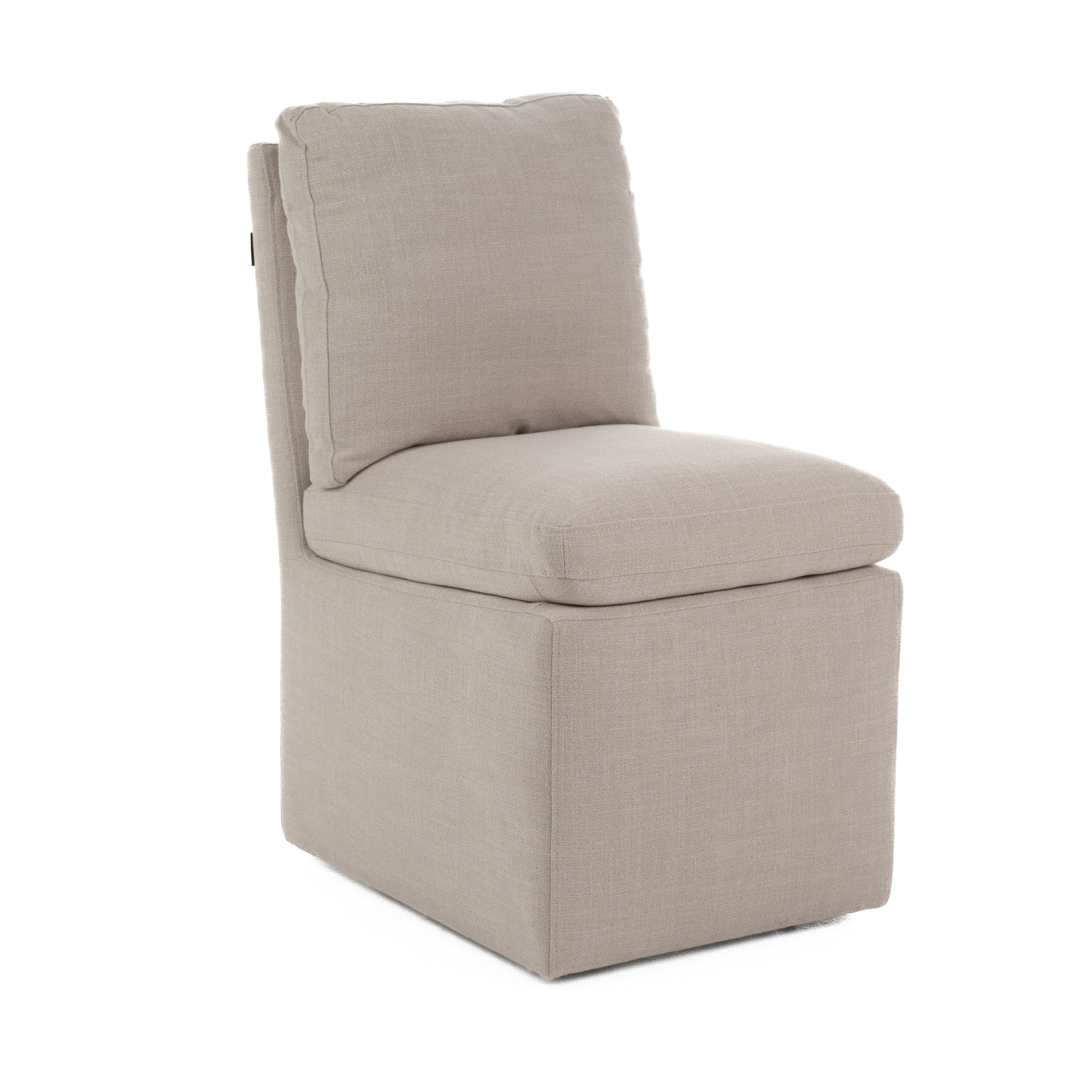 Adrian - Modern Beige Fabric Dining Chair with Castor Wheels