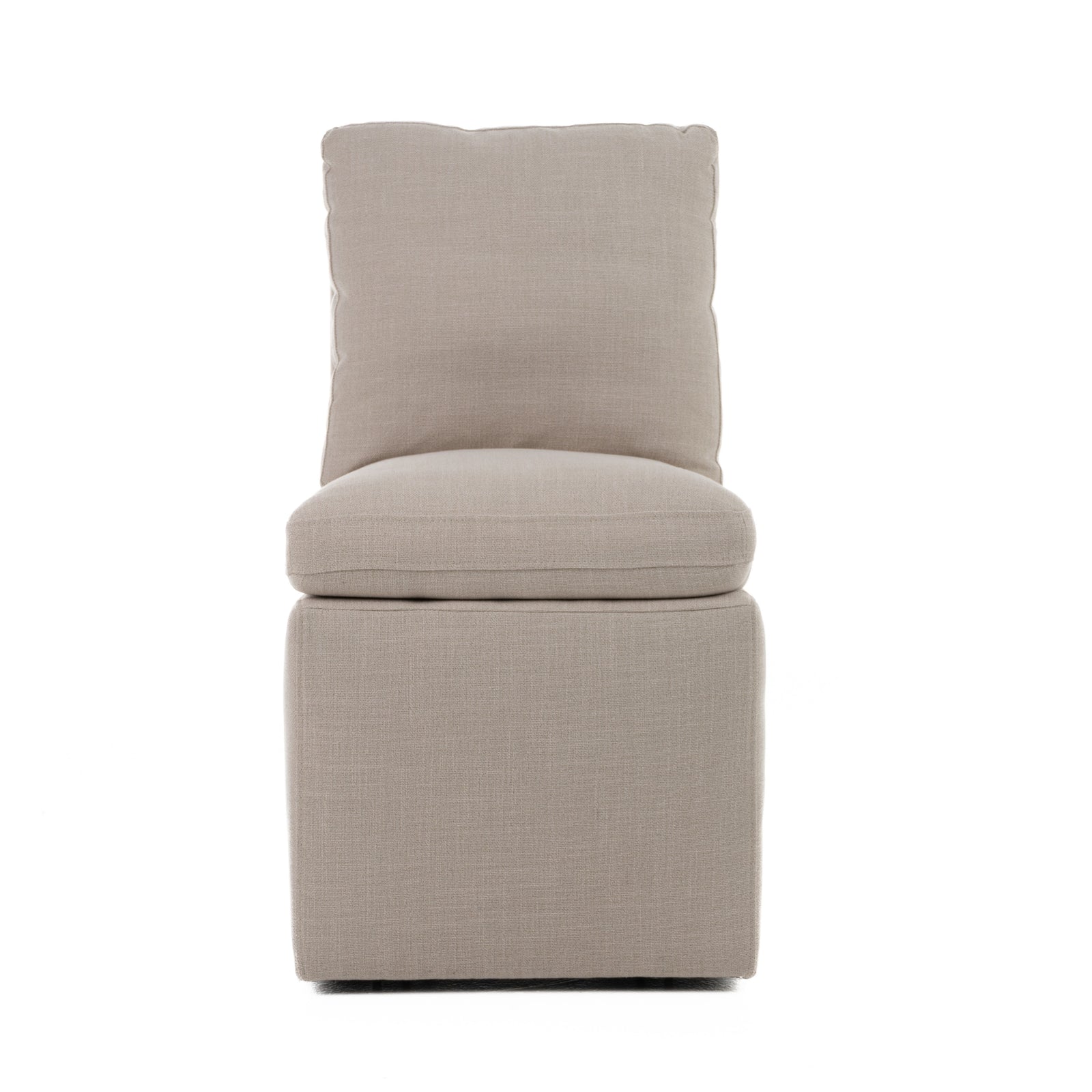 Adrian - Modern Beige Fabric Dining Chair with Castor Wheels