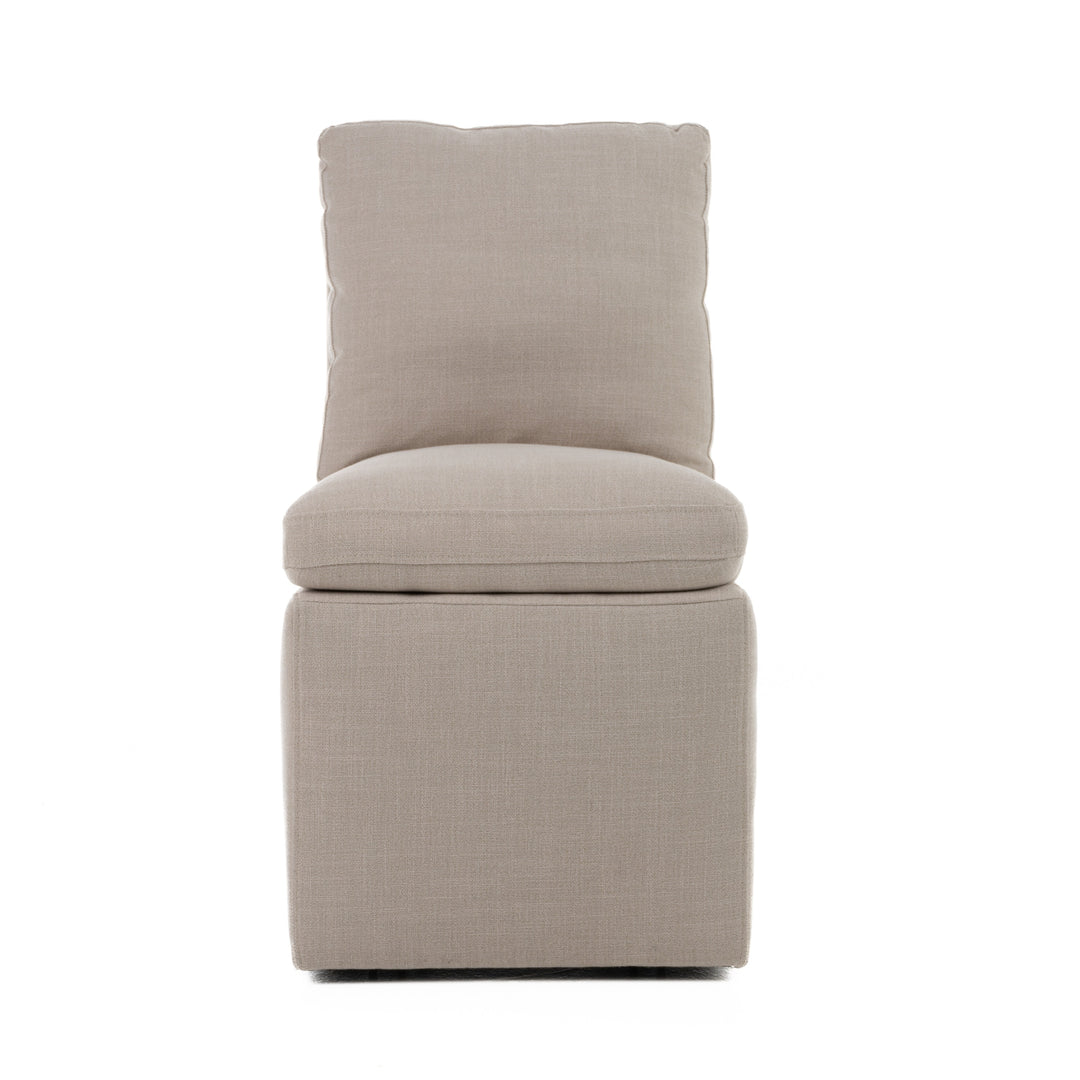 Adrian - Modern Beige Fabric Dining Chair with Castor Wheels