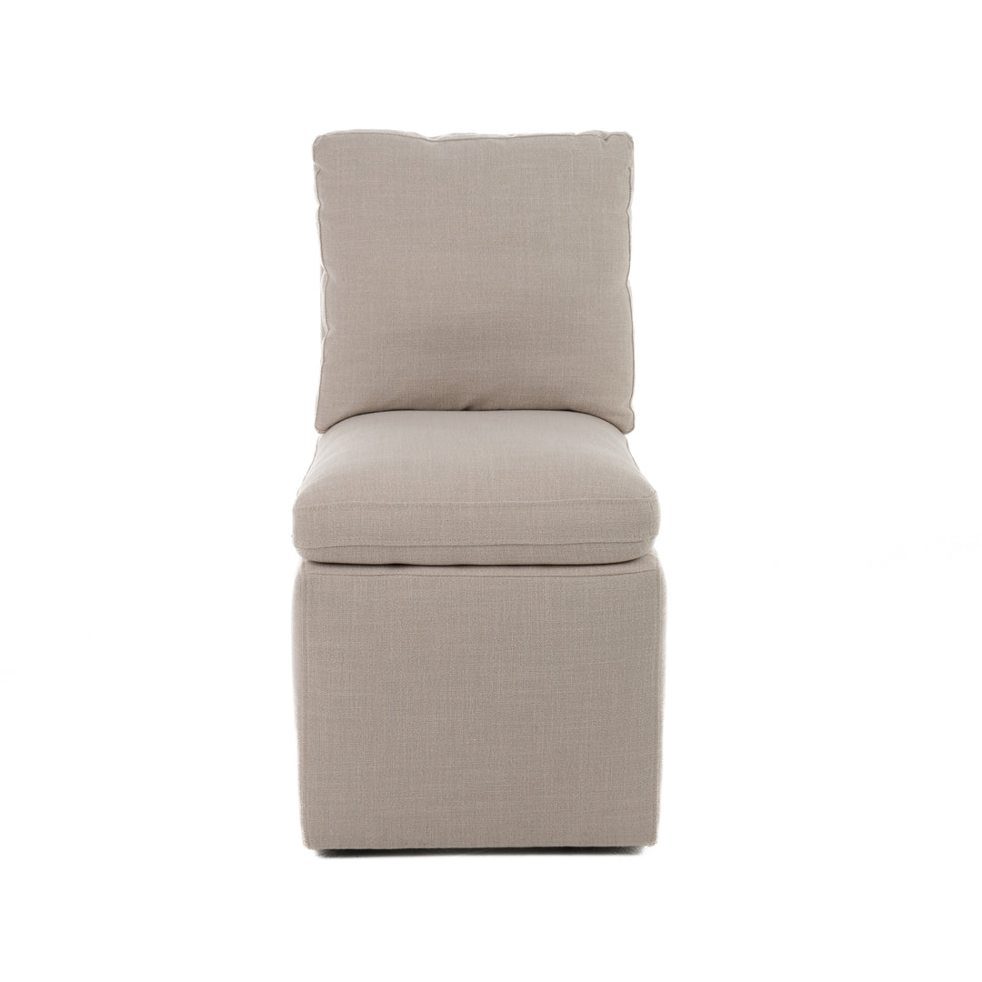 Adrian - Modern Beige Fabric Dining Chair with Castor Wheels