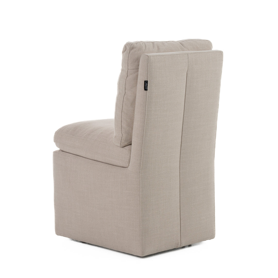 Adrian - Modern Beige Fabric Dining Chair with Castor Wheels