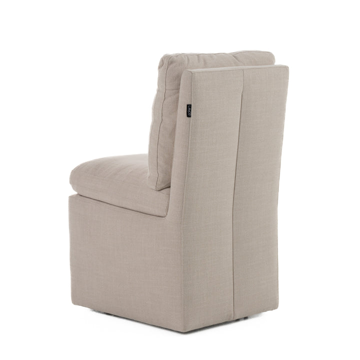 Adrian - Modern Beige Fabric Dining Chair with Castor Wheels