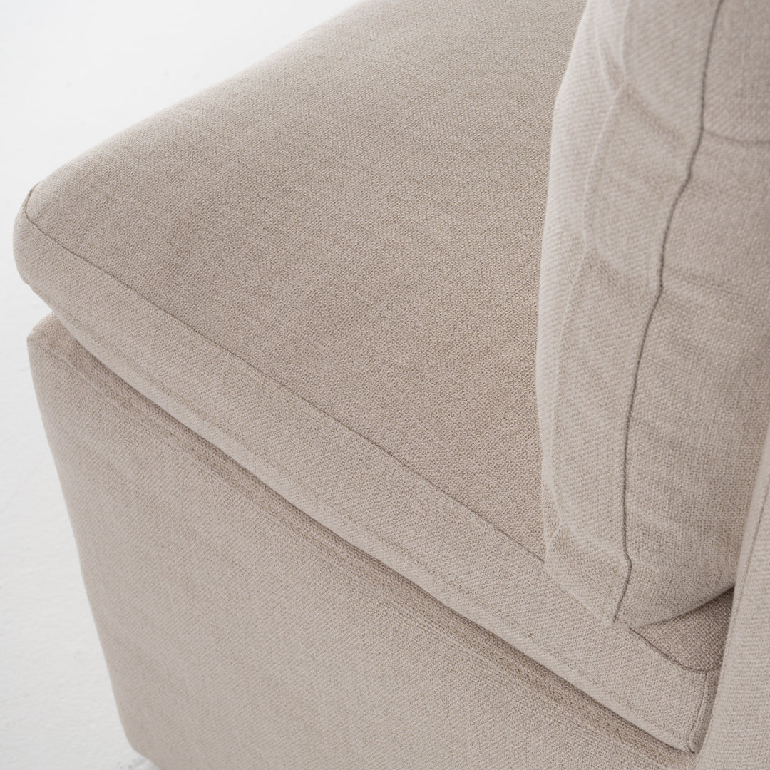 Adrian - Modern Beige Fabric Dining Chair with Castor Wheels