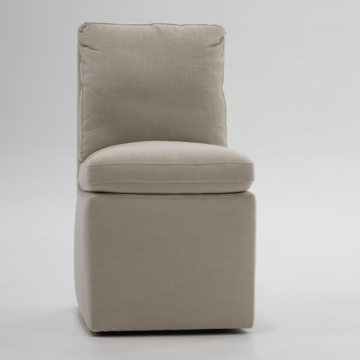 Adrian - Modern Beige Fabric Dining Chair w/ Castor Wheels
