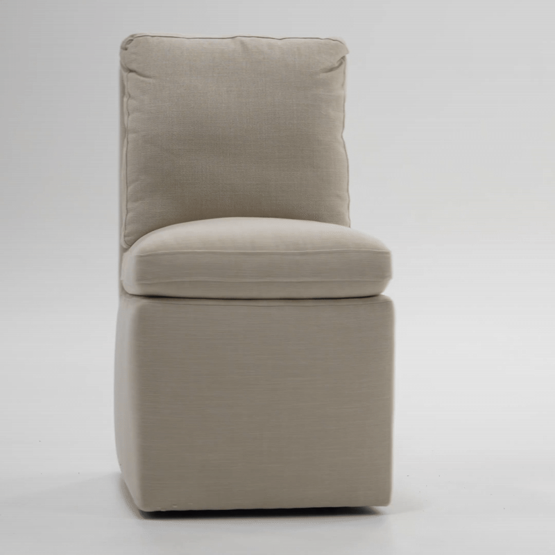 Adrian - Modern Beige Fabric Dining Chair w/ Castor Wheels