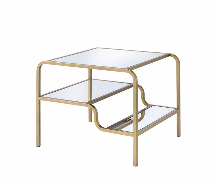 Astrid - Mirrored End Table - Gold