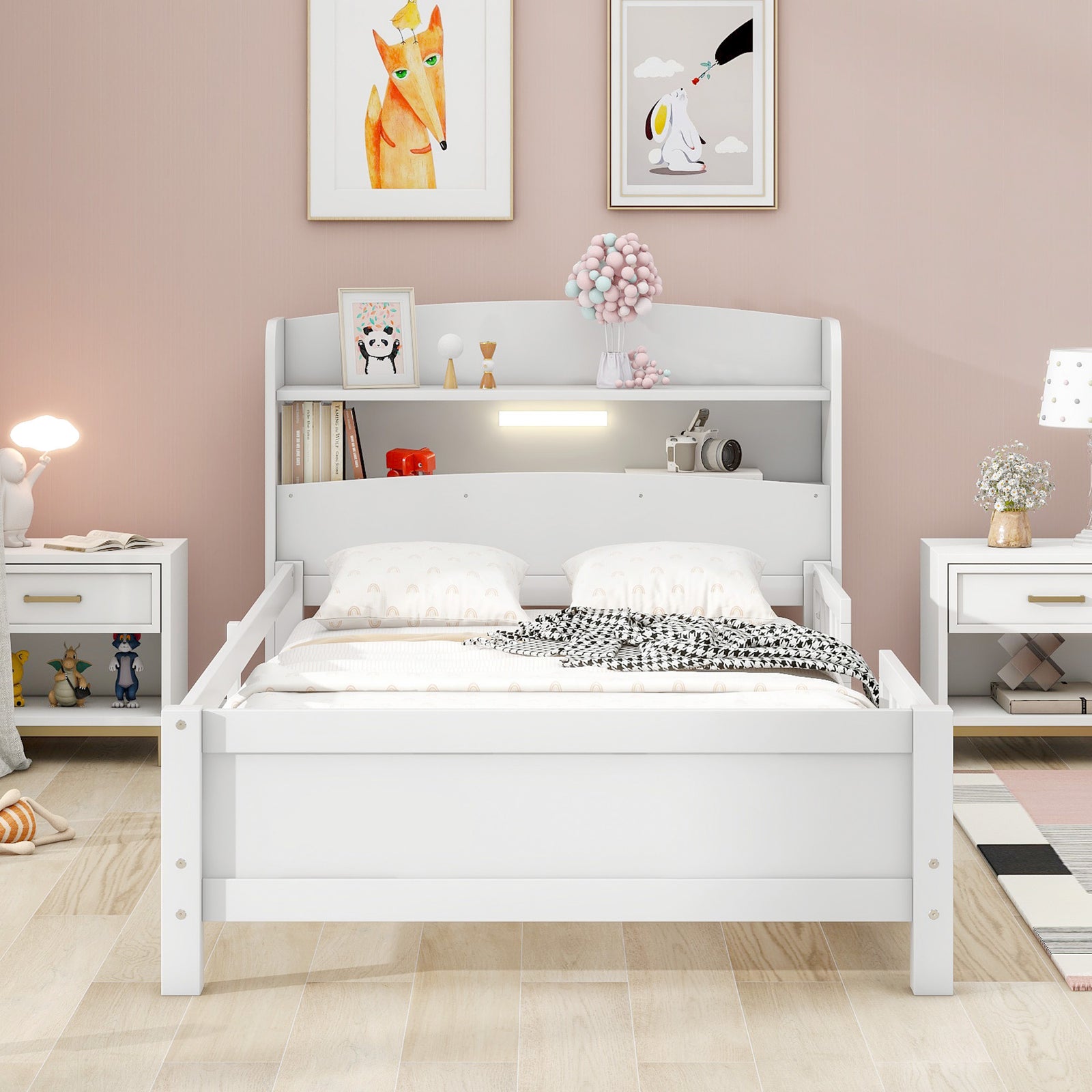 wood-twin-size-platform-bed-with-built-in-led-light-storage-headboard-and-guardrail-white