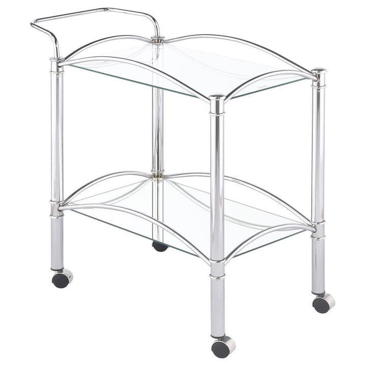 Coaster Furniture Shadix - 2-Tier Rectangular Glass Shelf Metal Bar Cart - Chrome