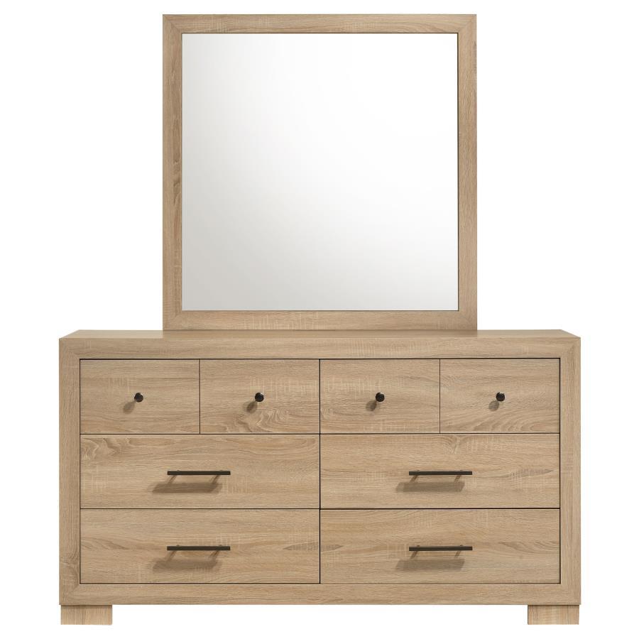 Arielle - 6-Drawer Bedroom Dresser With Mirror - Light Oak