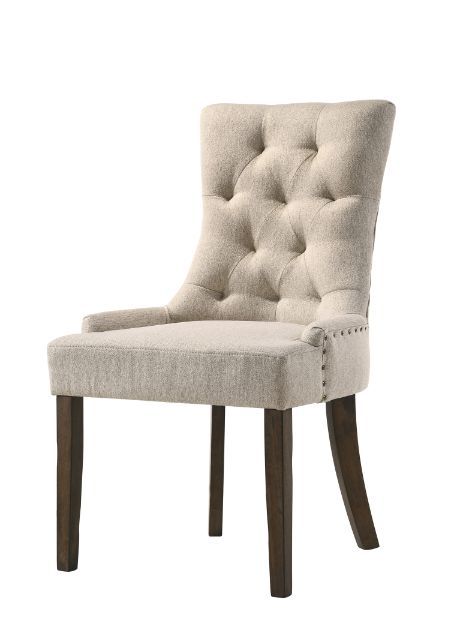 Farren - Side Chair Set of 2) - Beige Fabric & Weathered Oak