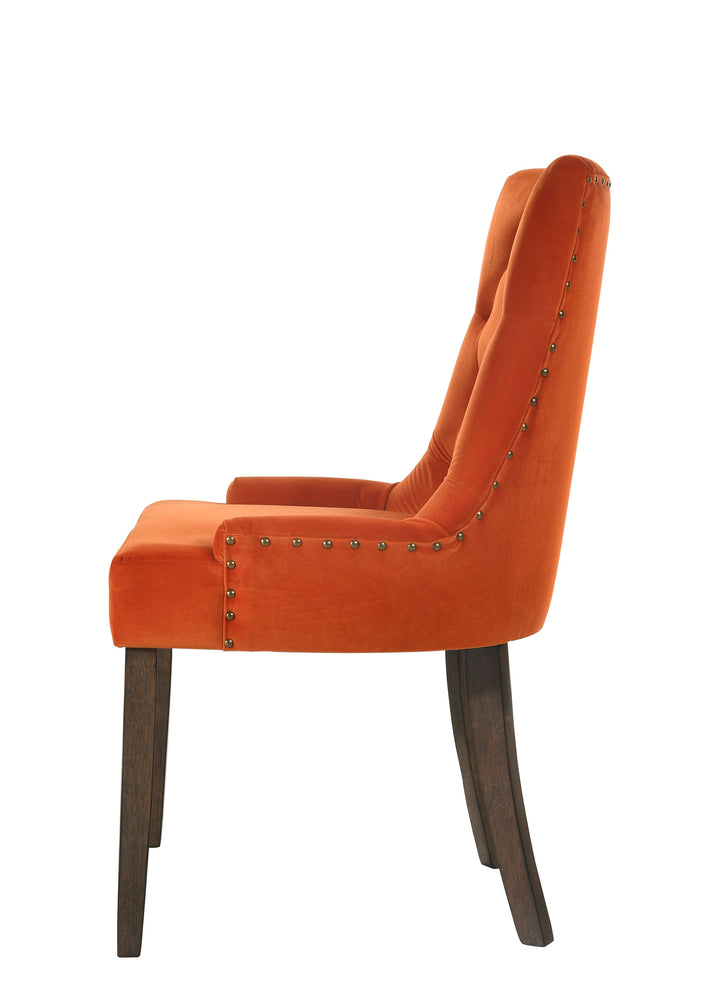 Farren - Velvet Weathered Side Chair (Set of 2) - Orange