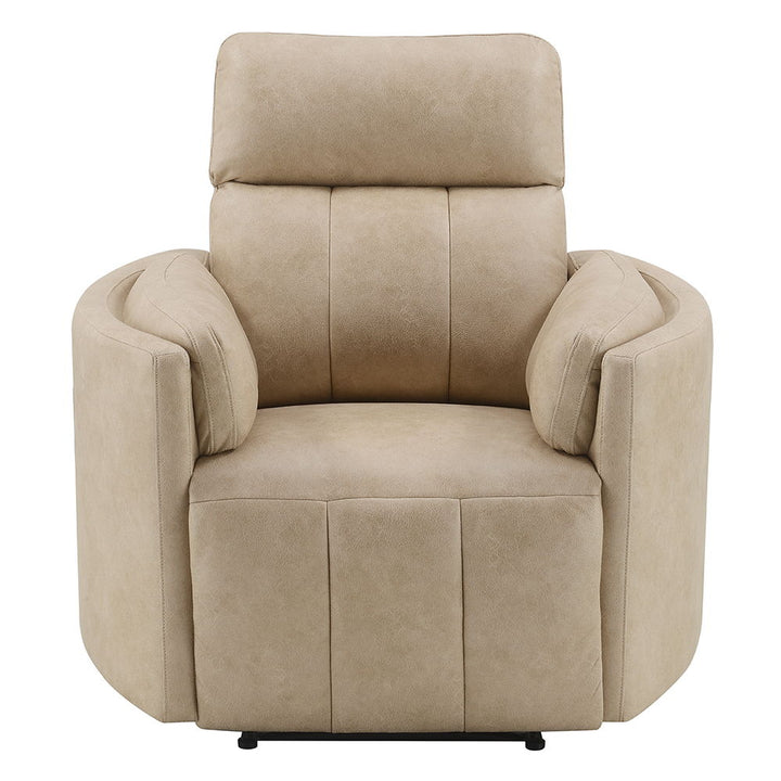 Elison - Motion Glider Recliner With Swivel - Dark Beige Polish Microfiber
