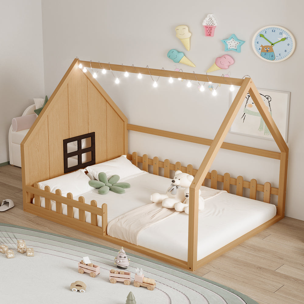 wood-house-bed-with-window-and-fence-natural