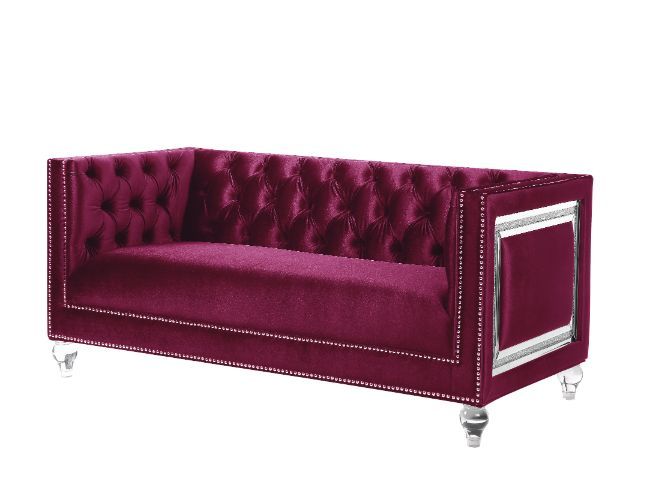 ACME Furniture Heibero Loveseat With 2 Pillows Same Lv01401) Burgundy V