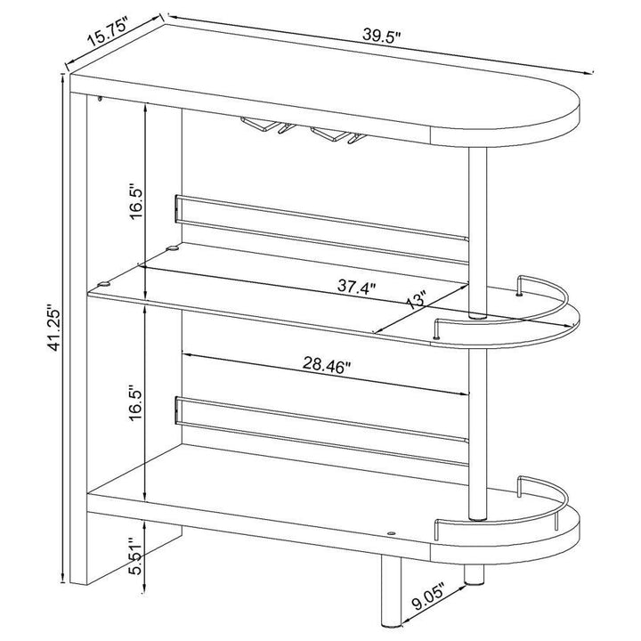Adolfo - Rectangular 2-Tier Home Bar Table - Black High Gloss