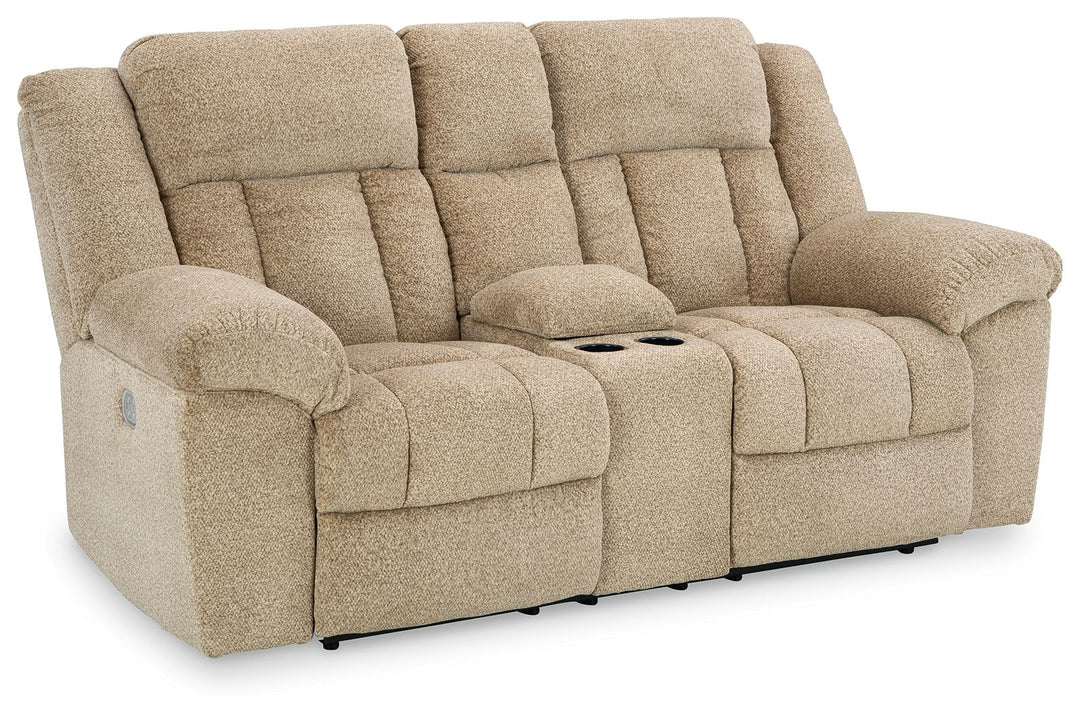 Tip-off - Power Reclining Loveseat With Console / Adj Headrest - Wheat