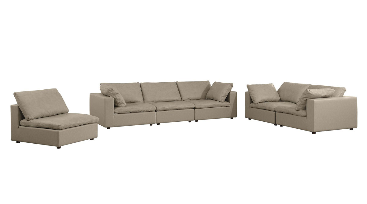 DivanItalia 1100 3-Piece Sofa Set – Top-Grain Italian Leather with Ottoman - Beige