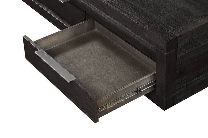 Modus Furniture Azu521 Oxford Two Drawer Rectangular Coffee Table In Basalt Grey