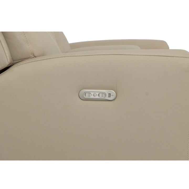 Jarvis Leather Power Reclining Loveseat with Console &amp; Power Headrests in Parchment