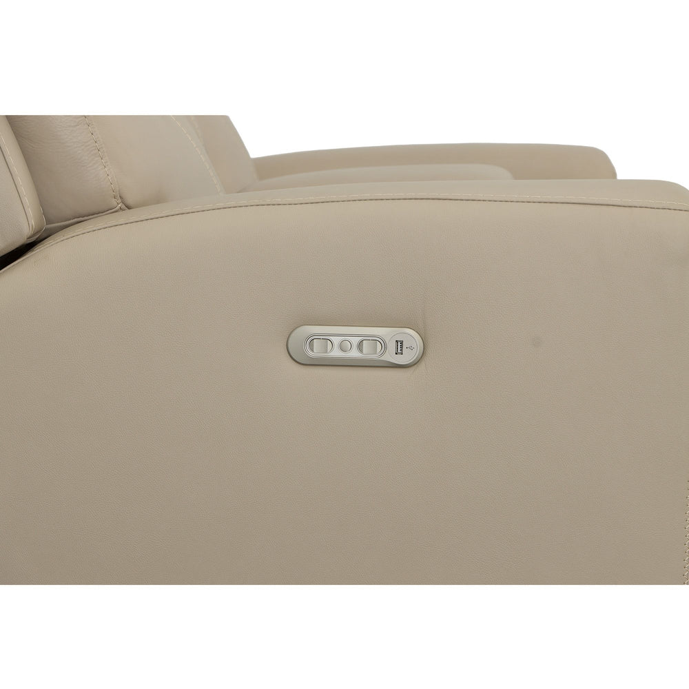 Jarvis Leather Power Reclining Loveseat with Console & Power Headrests in Parchment