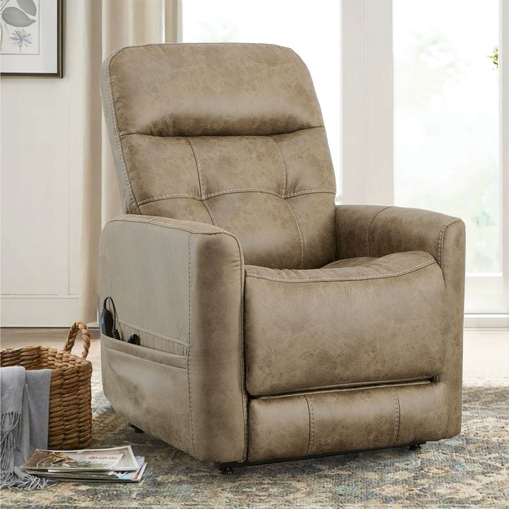 Kenner Power Lift Recliner With Power Headrest &amp; Lumbar Sand