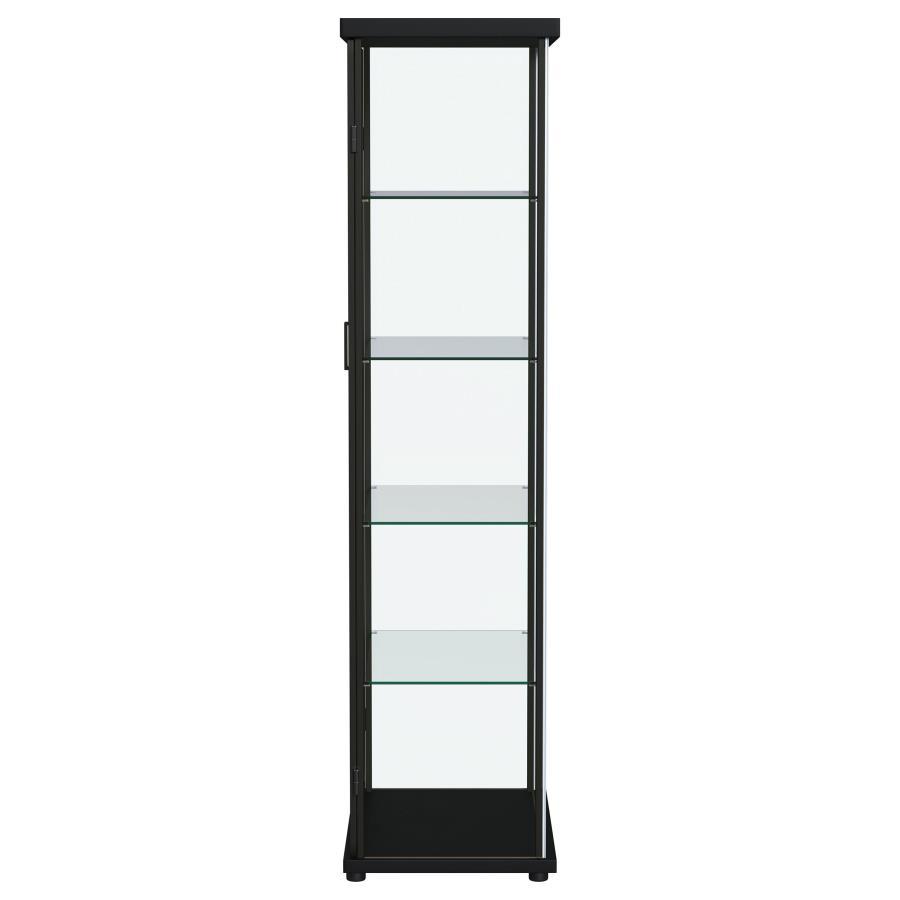 Aero - 5 - Shelf Display Curio Cabinet With LED Lighting - Black Curio Cabinet modern furniture Contempo Furniture