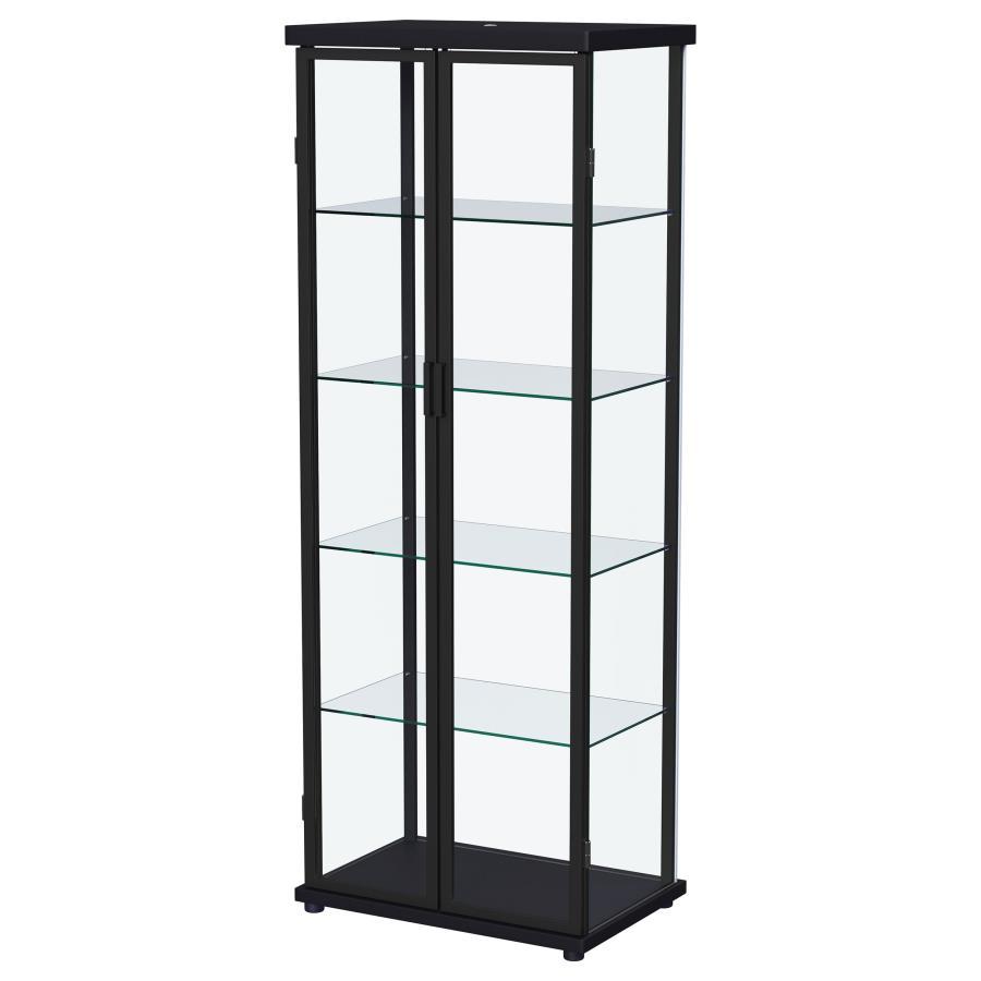 Aero - 5 - Shelf Display Curio Cabinet With LED Lighting - Black Curio Cabinet modern furniture Contempo Furniture