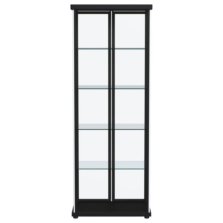 Aero - 5 - Shelf Display Curio Cabinet With LED Lighting - Black Curio Cabinet modern furniture Contempo Furniture