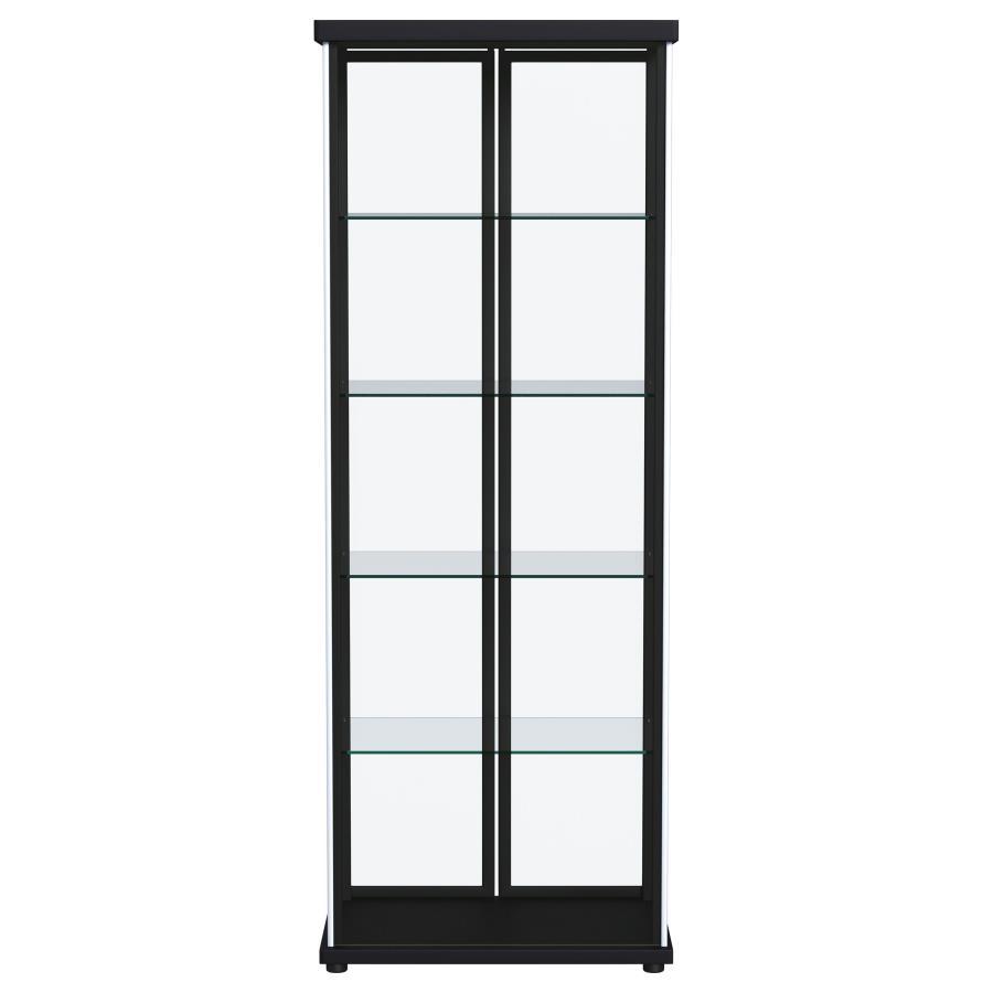 Aero - 5 - Shelf Display Curio Cabinet With LED Lighting - Black Curio Cabinet modern furniture Contempo Furniture