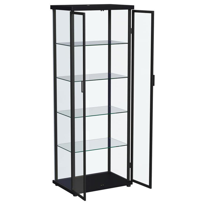 Aero - 5 - Shelf Display Curio Cabinet With LED Lighting - Black Curio Cabinet modern furniture Contempo Furniture