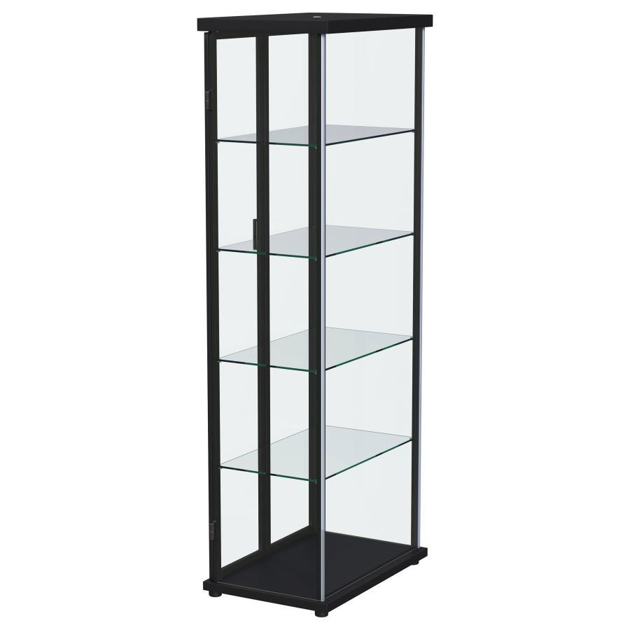Aero - 5 - Shelf Display Curio Cabinet With LED Lighting - Black Curio Cabinet modern furniture Contempo Furniture