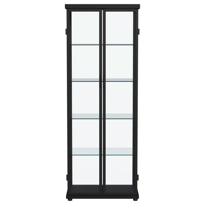 Aero - 5 - Shelf Display Curio Cabinet With LED Lighting - Black Curio Cabinet modern furniture Contempo Furniture