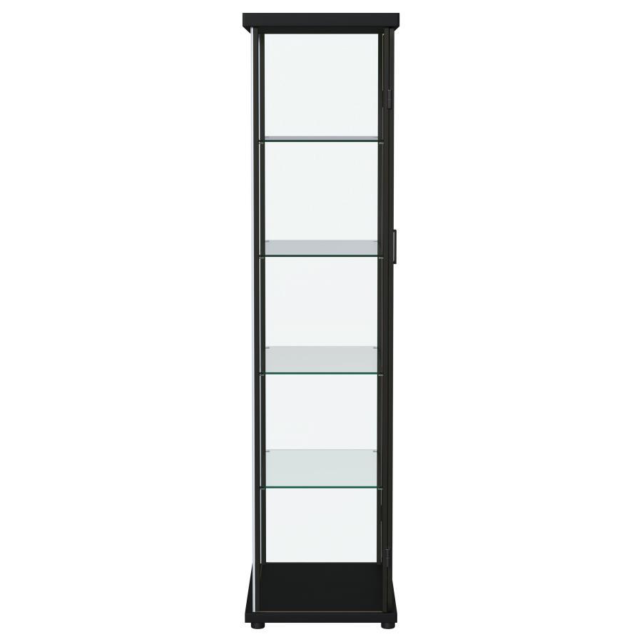 Aero - 5 - Shelf Display Curio Cabinet With LED Lighting - Black Curio Cabinet modern furniture Contempo Furniture