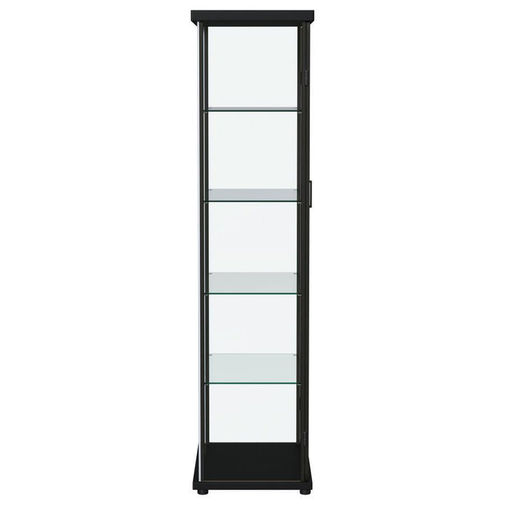Aero - 5 - Shelf Display Curio Cabinet With LED Lighting - Black Curio Cabinet modern furniture Contempo Furniture