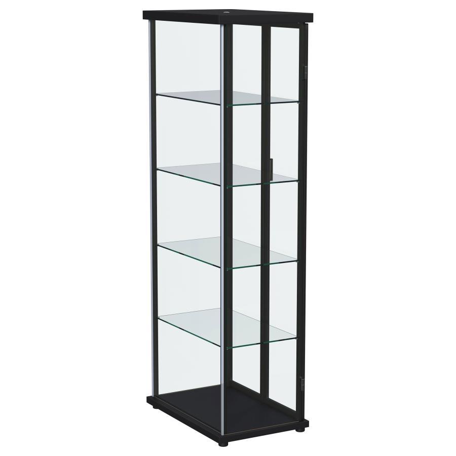 Aero - 5 - Shelf Display Curio Cabinet With LED Lighting - Black Curio Cabinet modern furniture Contempo Furniture