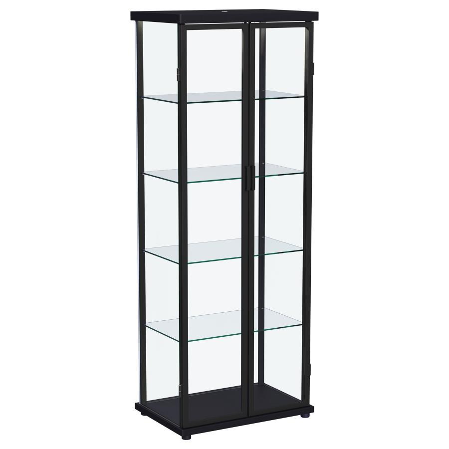 Aero - 5 - Shelf Display Curio Cabinet With LED Lighting - Black Curio Cabinet modern furniture Contempo Furniture