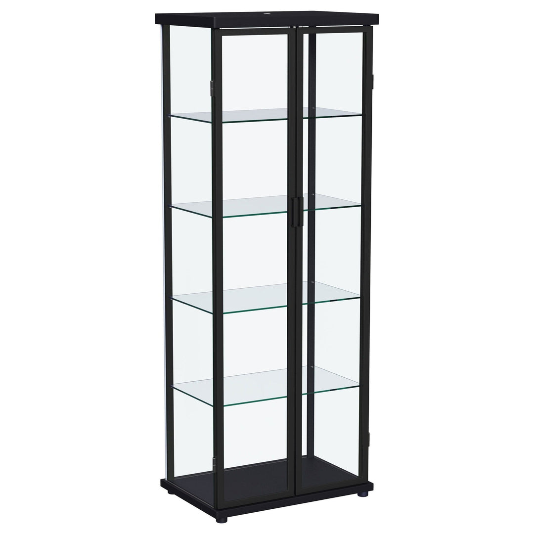 Aero - 5 - Shelf Display Curio Cabinet With LED Lighting - Black Curio Cabinet modern furniture Contempo Furniture