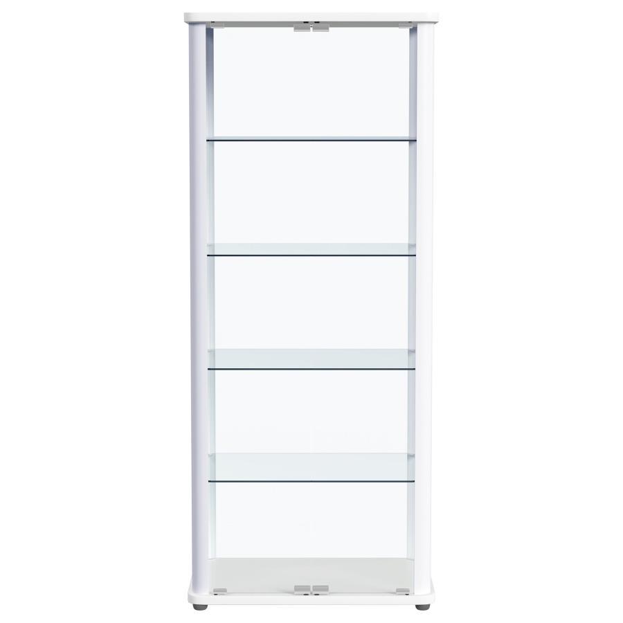 Aero - 5 - Shelf Display Curio Cabinet With LED Lighting - White Curio Cabinet modern furniture Contempo Furniture