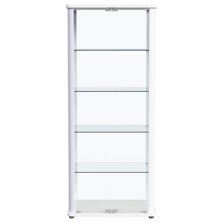 Aero - 5 - Shelf Display Curio Cabinet With LED Lighting - White Curio Cabinet modern furniture Contempo Furniture