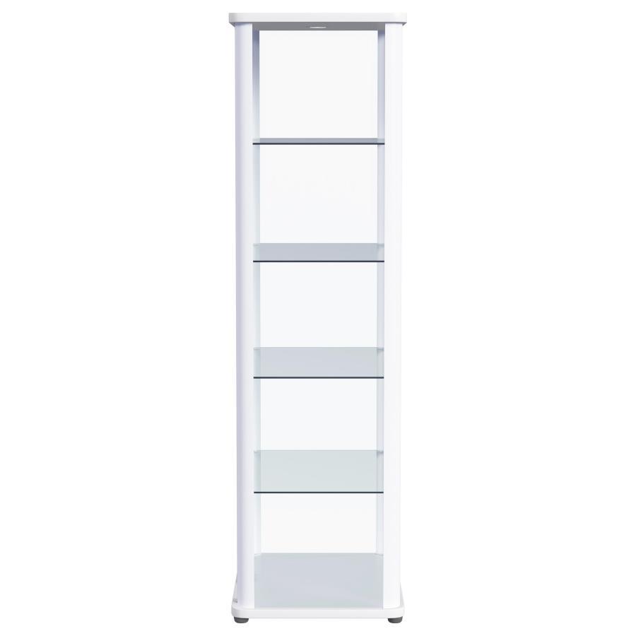 Aero - 5 - Shelf Display Curio Cabinet With LED Lighting - White Curio Cabinet modern furniture Contempo Furniture