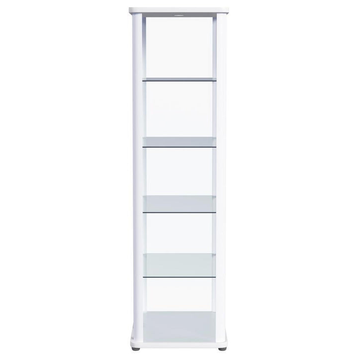 Aero - 5 - Shelf Display Curio Cabinet With LED Lighting - White Curio Cabinet modern furniture Contempo Furniture