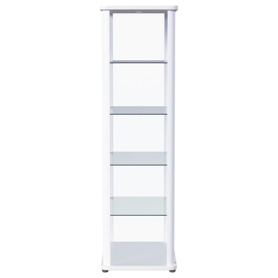 Aero - 5 - Shelf Display Curio Cabinet With LED Lighting - White Curio Cabinet modern furniture Contempo Furniture